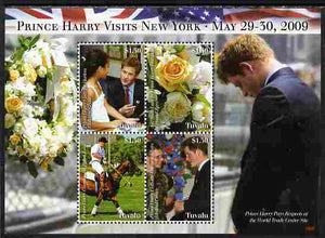 Tuvalu 2009 Prince Harry Visits New York perf sheetlet containing 4 values unmounted mint