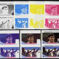 Tuvalu - Nukufetau 1986 Royal Wedding (Andrew & Fergie) $1 set of 7 imperf progressive proofs comprising the 4 individual colours plus 2, 3 and all 4 colour composites unmounted mint (7 se-tenant proof pairs)
