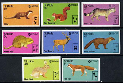 St Kilda 1970 Wildlife (Hare, Squirrel, Vole, Fox, Deer, Pine Marten, Wild Cat & Otter) unmounted mint imperf set of 8