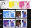 Tuvalu - Nanumaga 1986 Royal Wedding (Andrew & Fergie) 60c set of 7 imperf progressive proofs comprising the 4 individual colours plus 2, 3 and all 4 colour composites unmounted mint (7 se-tenant proof pairs)