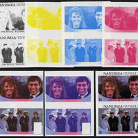 Tuvalu - Nanumea 1986 Royal Wedding (Andrew & Fergie) $1 set of 7 imperf progressive proofs comprising the 4 individual colours plus 2, 3 and all 4 colour composites unmounted mint (7 se-tenant proof pairs)