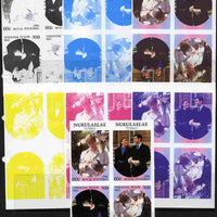 Tuvalu - Nukulaelae 1986 Royal Wedding (Andrew & Fergie) 60c tete-beche se-tenant block of 4 - set of 7 imperf progressive proofs comprising the 4 individual colours plus 2, 3 and all 4 colour composites unmounted mint (7 tete-bec……Details Below