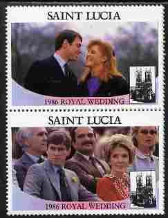 St Lucia 1986 Royal Wedding (Andrew & Fergie) $2 perforated se-tenant pair with face value omitted unmounted mint