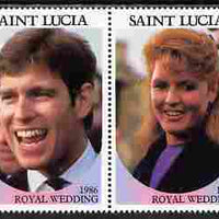 St Lucia 1986 Royal Wedding (Andrew & Fergie) 80c perforated se-tenant pair with face value omitted unmounted mint