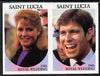 St Lucia 1986 Royal Wedding (Andrew & Fergie) 80c imperf se-tenant pair with face value omitted unmounted mint