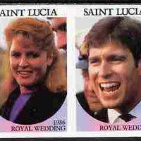 St Lucia 1986 Royal Wedding (Andrew & Fergie) 80c imperf se-tenant pair with face value omitted unmounted mint