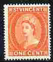 St Vincent 1955-63 QEII def 1c deep orange (watermark Script CA) unmounted mint SG 189a