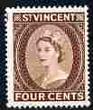 St Vincent 1955-63 QEII def 4c brown (watermark Script CA) unmounted mint SG 192