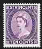 St Vincent 1955-63 QEII def 10c violet (watermark Script CA) unmounted mint SG 194