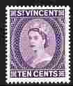 St Vincent 1955-63 QEII def 10c violet (watermark Script CA) unmounted mint SG 194