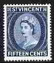 St Vincent 1955-63 QEII def 15c deep blue (watermark Script CA) unmounted mint SG 195