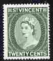 St Vincent 1955-63 QEII def 20c green (watermark Script CA) unmounted mint SG 196