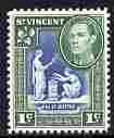 St Vincent 1949-52 KG6 Pictorial def 1c blue & green unmounted mint SG 164