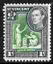 St Vincent 1949-52 KG6 Pictorial def 1c green & black unmounted mint SG 164a