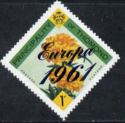 Thomond 1961 Carnation 1d (Diamond-shaped) with 'Europa 1961' overprint unmounted mint