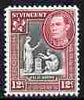 St Vincent 1949-52 KG6 Pictorial def 12c black & lake unmounted mint SG 171