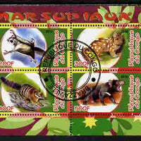 Congo 2010 Marsupials #1 perf sheetlet containing 4 values fine cto used