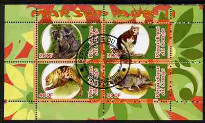 Congo 2010 Marsupials #2 perf sheetlet containing 4 values fine cto used