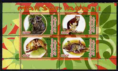 Congo 2010 Marsupials #2 perf sheetlet containing 4 values unmounted mint