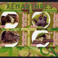 Congo 2010 Xenarthra perf sheetlet containing 4 values unmounted mint