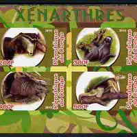 Congo 2010 Xenarthra imperf sheetlet containing 4 values unmounted mint