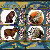 Congo 2010 Rodents #1 perf sheetlet containing 4 values fine cto used