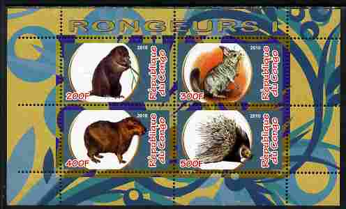 Congo 2010 Rodents #1 perf sheetlet containing 4 values unmounted mint