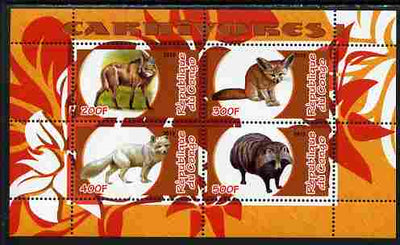 Congo 2010 Carnivores #1 perf sheetlet containing 4 values unmounted mint