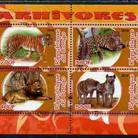 Congo 2010 Carnivores #2 perf sheetlet containing 4 values unmounted mint