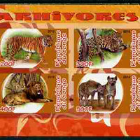 Congo 2010 Carnivores #2 imperf sheetlet containing 4 values unmounted mint