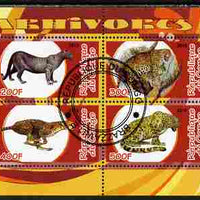 Congo 2010 Carnivores #3 perf sheetlet containing 4 values fine cto used