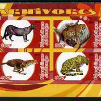 Congo 2010 Carnivores #3 imperf sheetlet containing 4 values unmounted mint