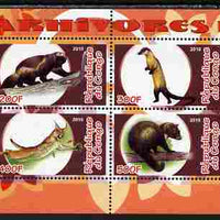 Congo 2010 Carnivores #4 perf sheetlet containing 4 values unmounted mint