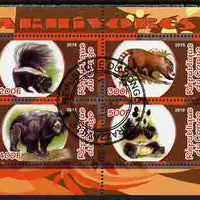 Congo 2010 Carnivores #5 perf sheetlet containing 4 values fine cto used
