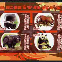 Congo 2010 Carnivores #5 imperf sheetlet containing 4 values unmounted mint