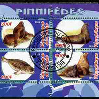 Congo 2010 Pinnipeds perf sheetlet containing 4 values fine cto used
