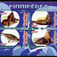 Congo 2010 Pinnipeds perf sheetlet containing 4 values unmounted mint