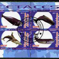 Congo 2010 Cedacea (Whales & Dolphins) #1 perf sheetlet containing 4 values fine cto used