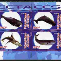 Congo 2010 Cedacea (Whales & Dolphins) #1 perf sheetlet containing 4 values unmounted mint