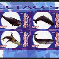 Congo 2010 Cedacea (Whales & Dolphins) #1 imperf sheetlet containing 4 values unmounted mint