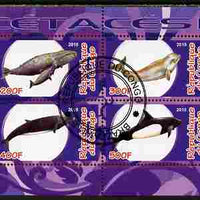 Congo 2010 Cedacea (Whales & Dolphins) #2 perf sheetlet containing 4 values fine cto used