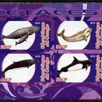 Congo 2010 Cedacea (Whales & Dolphins) #2 imperf sheetlet containing 4 values unmounted mint
