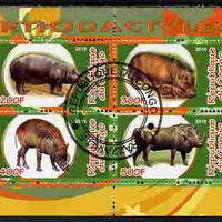 Congo 2010 Artiodactyla (Even toed Mammals) #1 perf sheetlet containing 4 values fine cto used