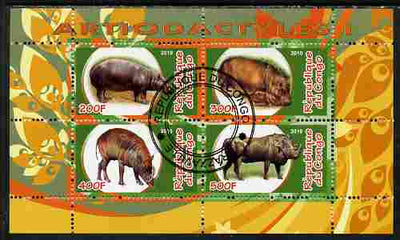 Congo 2010 Artiodactyla (Even toed Mammals) #1 perf sheetlet containing 4 values fine cto used