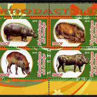 Congo 2010 Artiodactyla (Even toed Mammals) #1 perf sheetlet containing 4 values unmounted mint