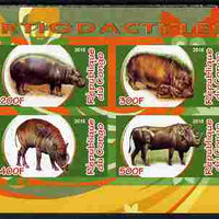 Congo 2010 Artiodactyla (Even toed Mammals) #1 imperf sheetlet containing 4 values unmounted mint