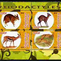 Congo 2010 Artiodactyla (Even toed Mammals) #3 perf sheetlet containing 4 values unmounted mint