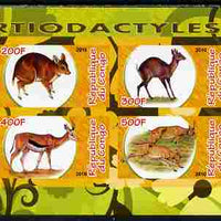 Congo 2010 Artiodactyla (Even toed Mammals) #3 imperf sheetlet containing 4 values unmounted mint