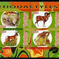 Congo 2010 Artiodactyla (Even toed Mammals) #4 perf sheetlet containing 4 values unmounted mint