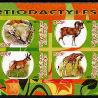 Congo 2010 Artiodactyla (Even toed Mammals) #4 imperf sheetlet containing 4 values unmounted mint